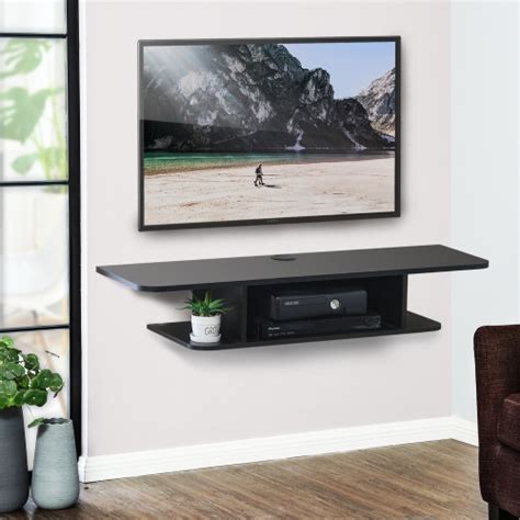 Fitueyes Wood Floating Tv Stand Wall Mounted Media Console Storage