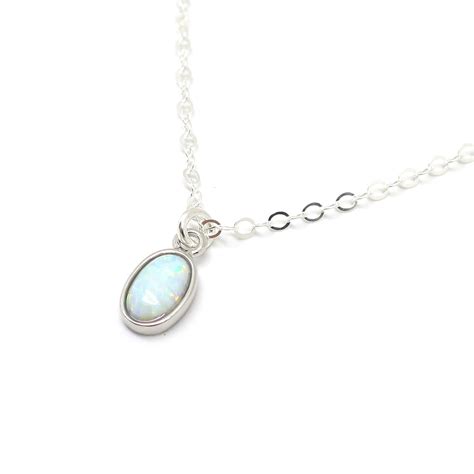 Tiny Silver Opal Necklace