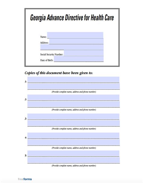 Free Georgia Advance Directive Form Medical Poa And Living Will Pdf