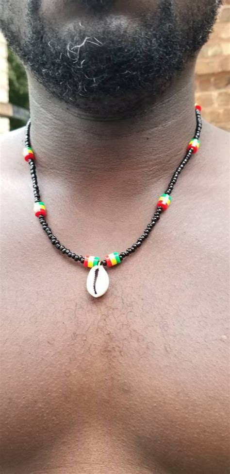 African Cowrie Shell Necklace Men Necklace Tribal Beads Etsy