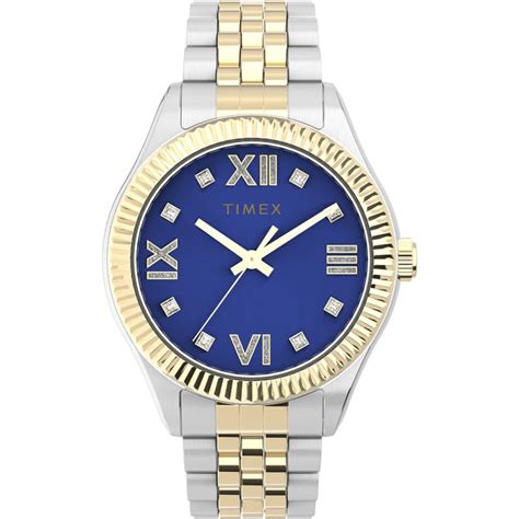 timex women blue round stainless steel dial analog watch tw2v45800uj