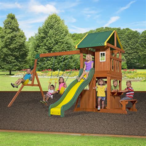 In fact, the best swing sets will grow with your child. Backyard Discovery Oakmont All Cedar Swing Set & Reviews ...