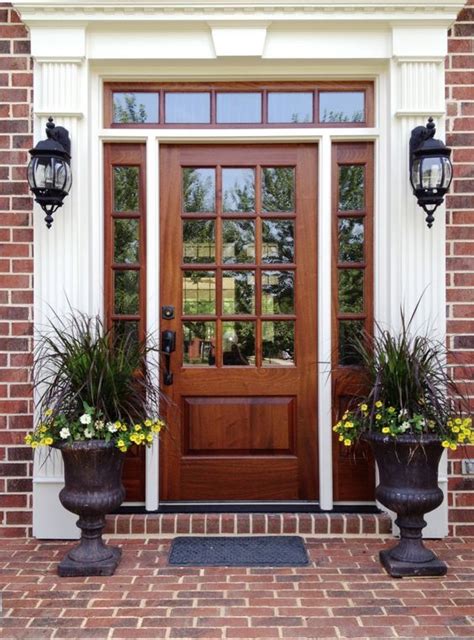 Wood And Glass Front Door With Sidelights Glass Designs