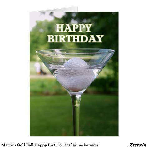 Martini Golf Ball Happy Birthday Card Zazzle Happy Birthday Golf