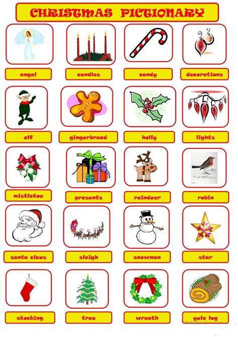 Christmas Pictionary Worksheet Free Esl Printable