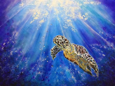 Canvas Sea Turtle Acrylic Painting