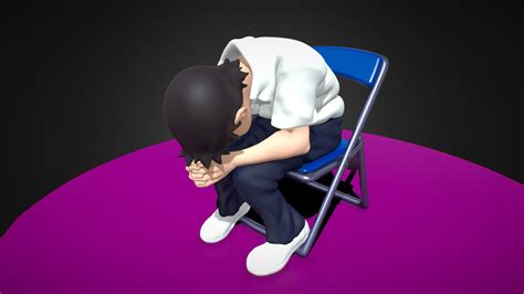 Shinji Ikari Chair Scene Figure Fanart 3d Model By Antonio Mg