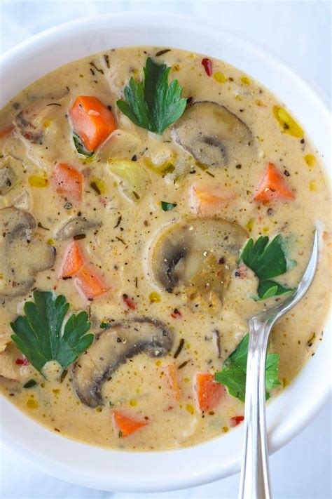 Creamy Chicken Mushroom Rice Soup A Delicious Creamy And Comforting