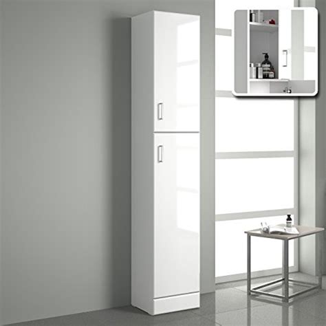 With 1 fixed shelf, its gloss white interior and mirrored doors will reflect light creating a. Tall Gloss White Bathroom Cupboard Reversible Storage ...