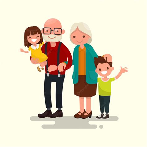 Grandparents With Their Grandchildren Stock Clipart Royalty Free