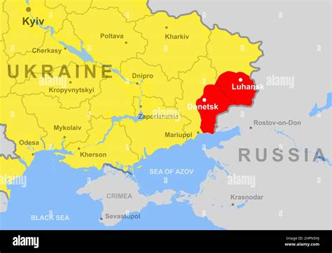 Die Ukraine Auf Der Europakarte Die Regionen Donezk Und Luhansk