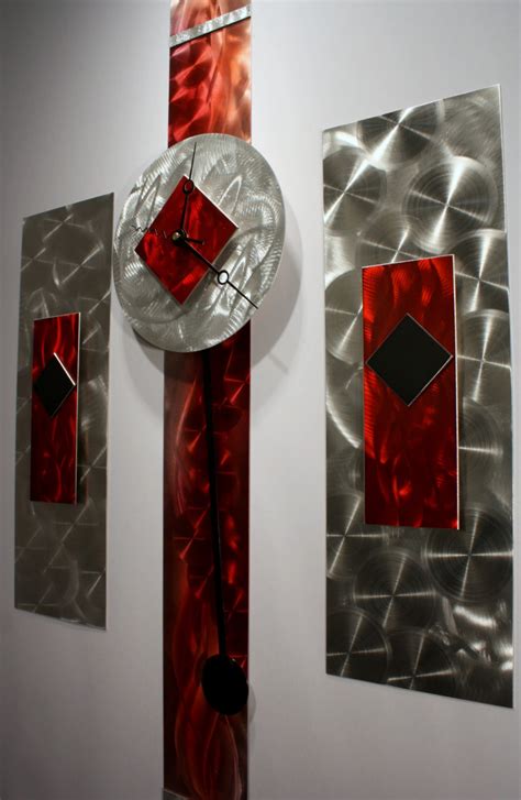 Metal Wall Art Sculpture Pendulum Clock Modern Abstract