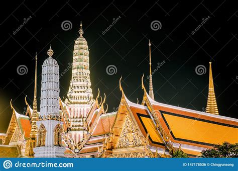 Wat Phra Kaew Temple Of The Emerald Buddhagrand Palace At Night In