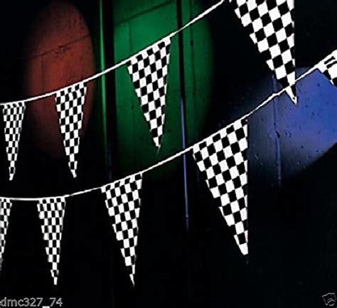 Racing Nascar Daytona Race Car Black And White Checkered Pennant Flag