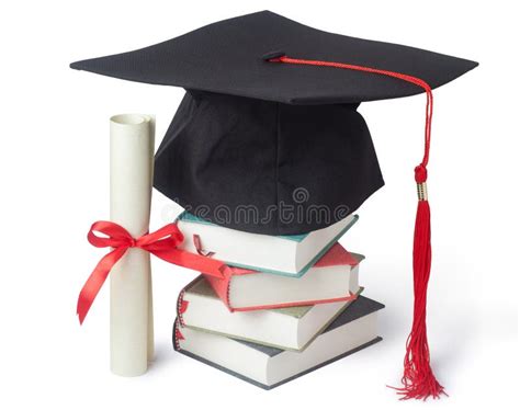 Graduation Cap And Diploma With Books Stock Image Image Of