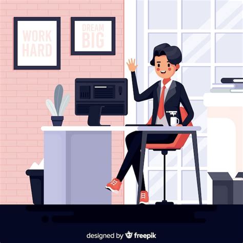 Free Vector Illustration Of Man Working At The Office