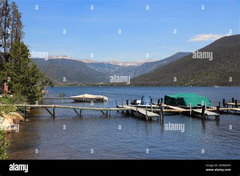 Colorado Nature Shadow Mountain Lake View With Rocky Mountains In
