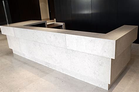 Reception Desk In Vm Beige Limestone At The Bayview I Condominiums