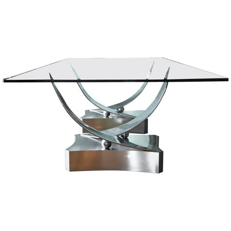 Ron Seff Coronet Stainless Steel And Glass Dining Table For Sale At