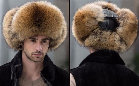 Star Fur 2016 Genuine Silver Fox Fur Hats Men Real Raccoon Fur Lei Feng