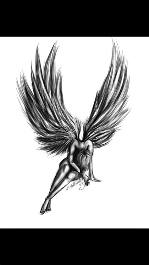 Pin By Věra Šnoblová On Drawings Angel Tattoo Designs Fallen Angel
