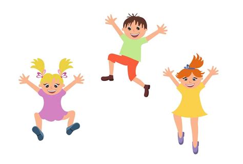 Happy Kids Jumping Isolated Education Illustrations Creative Market