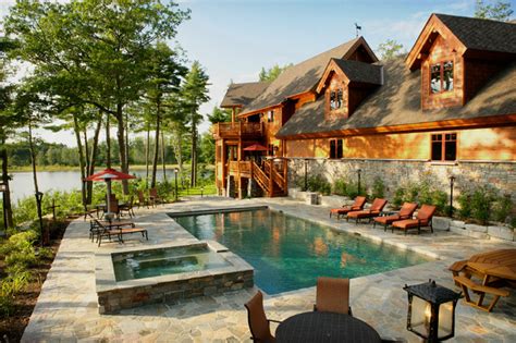 Lakefront Log Cabin Rustic Pool Other By Sidock Group