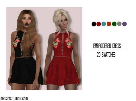 The Sims Resource Embroidered Dress