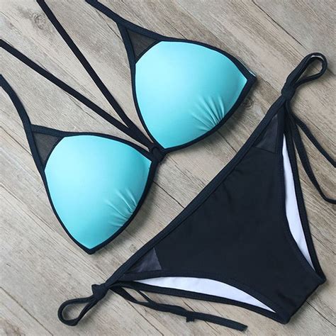 2019 Striking Backless Swimwear Solid Bikini Women Swimsuit Sexy Push Up Summer Beachwear