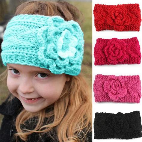 New Winter Baby Headband Knitted Wool Flower Baby Hair Accessories