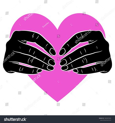 Two Silhouetted Human Hands Holding Heart Stock Vector Royalty Free