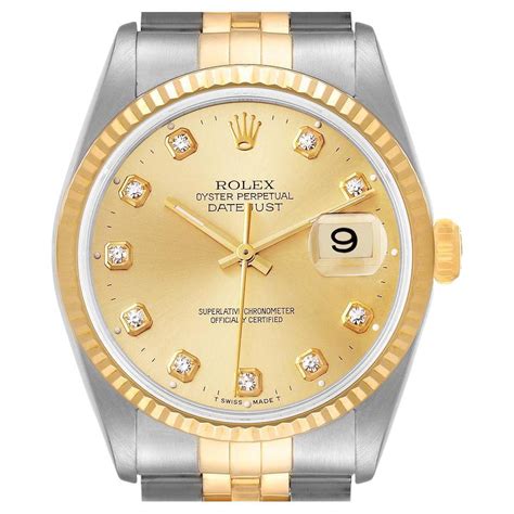 Rolex Datejust Steel Yellow Gold Diamond Mens Watch 16233 For Sale At
