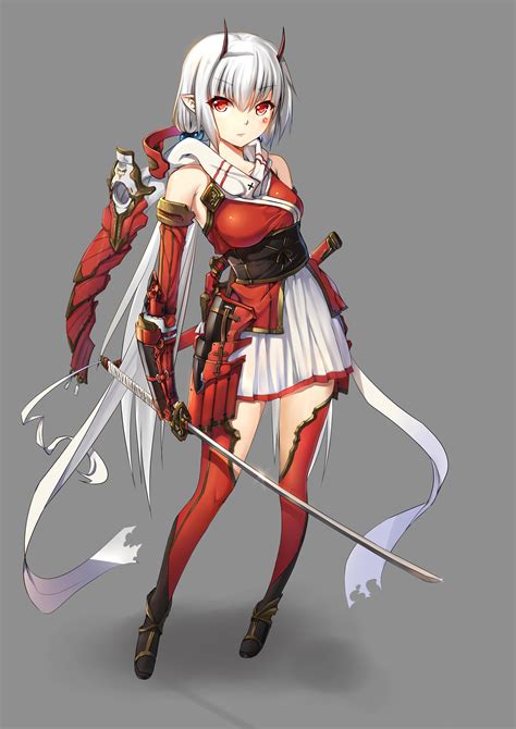 Red Anime Armor Girl
