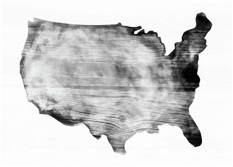 United States Map Wooden Bw Photograph By Athena Mckinzie Fine Art