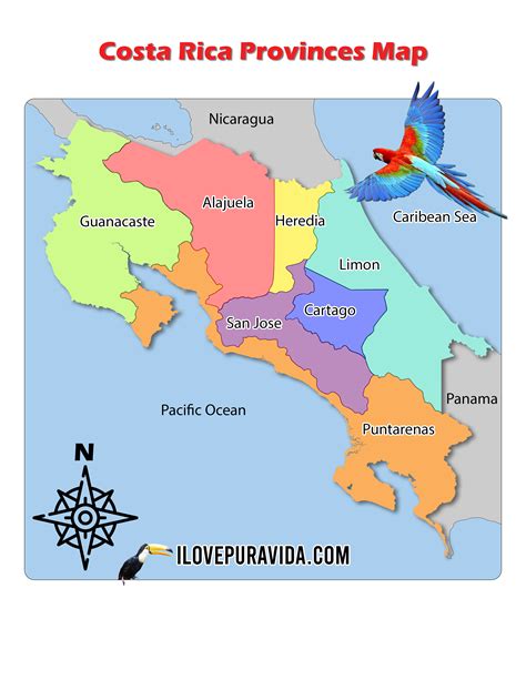 Costa Rica Provinces Map I Love Pura Vida