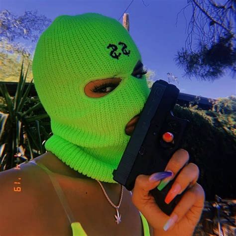 Gangster Girl With Gun And Mask