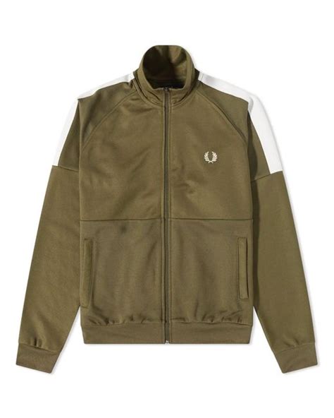 Fred Perry Synthetic Panelled Track Jacket In Military Green Green
