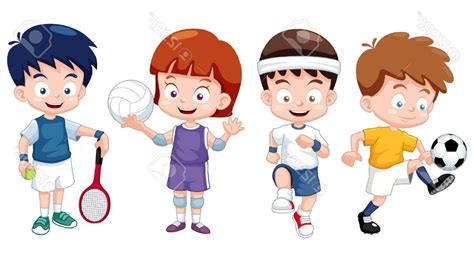 Cartoon Kids Playing Sports