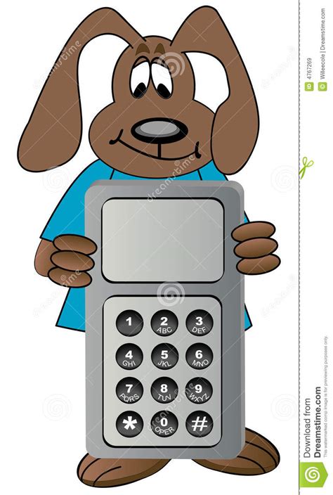 Cartoon Dog With Cell Phone Stock Vector Illustration Of