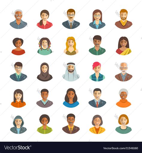 People Faces Avatars Flat Icons Royalty Free Vector Image