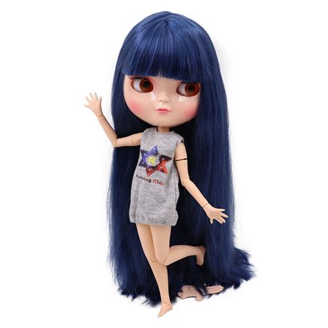Icy Nude Doll Small Chest Joint Azone Body Deep Black Straight Hair With Bangs No280bl6221 30cm