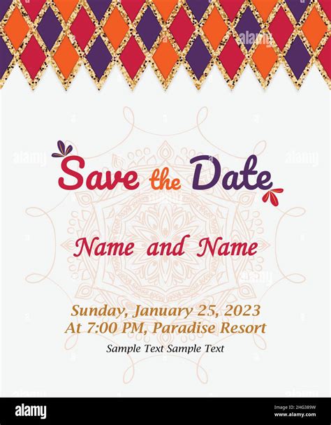 Save The Date Luxury Colorful Wedding Invitation Vector Shiny Wedding