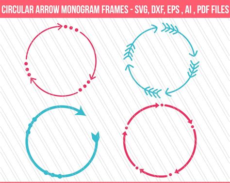 Circular Arrow Monogram Frames Svg Dxf Cutting Files