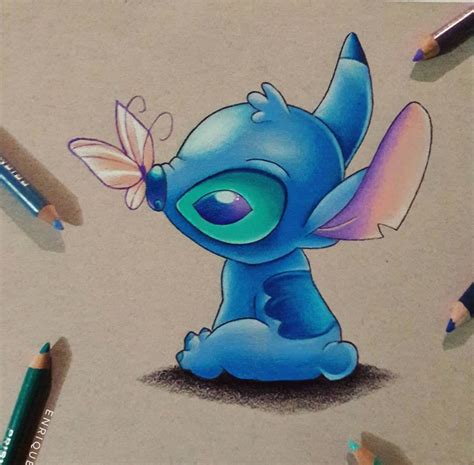Stitch Colored Pencil Drawing
