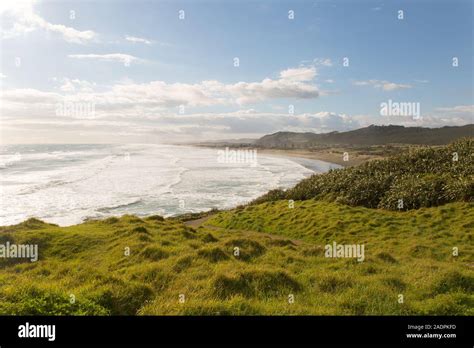 A Vibrant Landscape Image Of Muriwai Beach On The West Coast Near