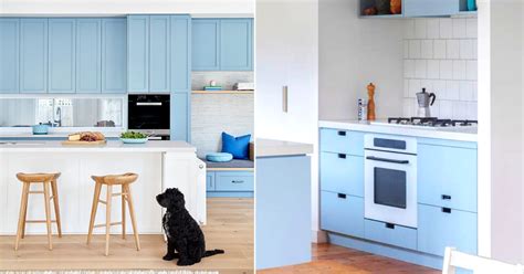 Kabinet dapur dipasang di rel pemasangan menggunakan kanopi. Inspirasi Kabinet Dapur "Powder Blue" Buat Anda Yang ...