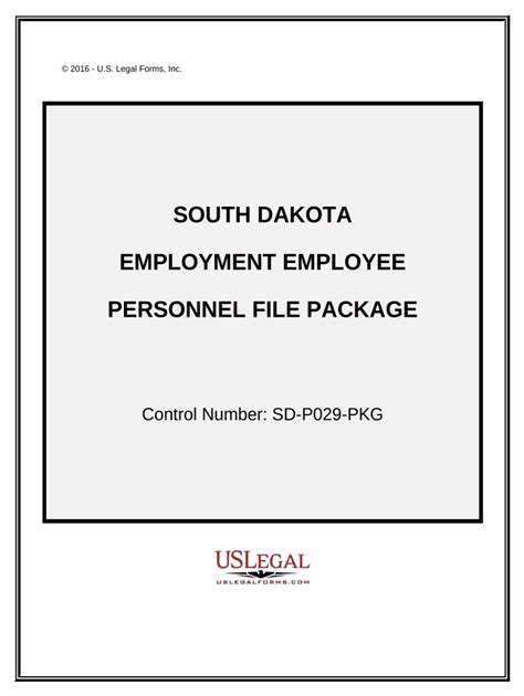 Employment Employee Personnel File Package South Dakota Form Fill Out