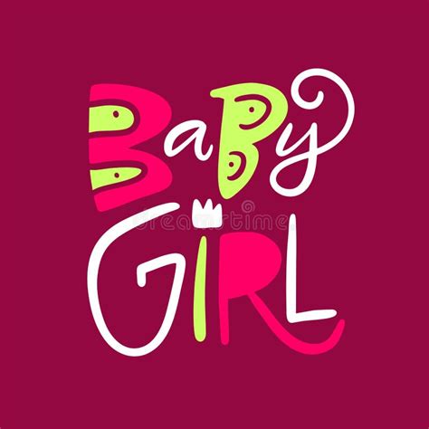 Baby Girl Hand Drawn Vector Lettering Isolated On Purple Background