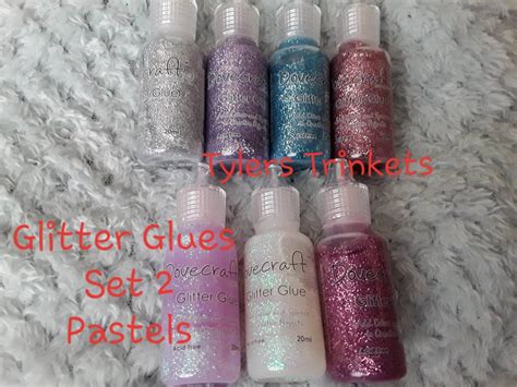 7 Glitter Glue Sparkle Dovecraft Pastel Set Silver Lavender Etsy