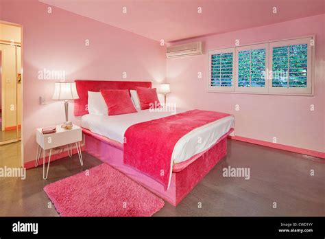 Interior Design Of Pink Bedroom Stock Photo Alamy